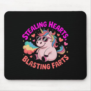 Tapis De Souris Voler des cœurs qui éclatent des pets Licorne de l