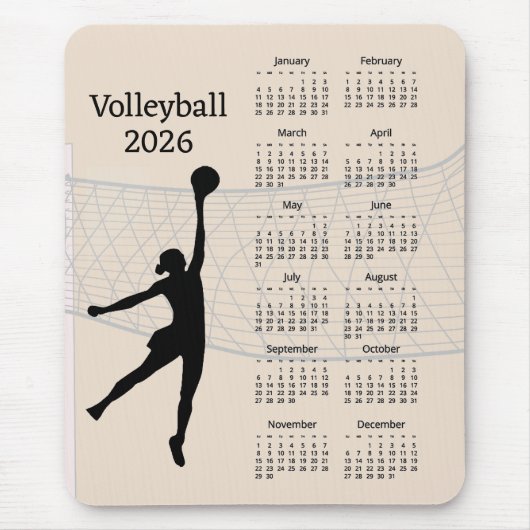 Tapis De Souris Volleyball 2026 Calendar (Devant)