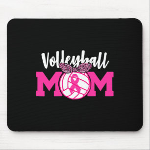 Tapis De Souris Volleyball Maman Pink Ribbon Conscience du cancer 