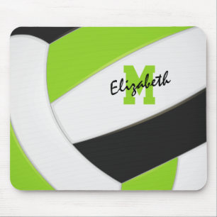 Tapis De Souris volleyball monogrammé vert citron noir