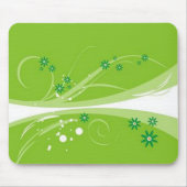 Tapis De Souris Volutes � fleurs sur motif vert - (Devant)