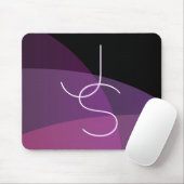 Tapis De Souris Vos initiales superposées | Moderne violet et rose (Avec souris)