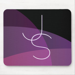 Tapis De Souris Vos initiales superposées Moderne violet et rose