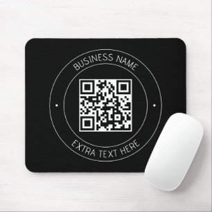 Tapis De Souris Votre code QR & Texte modifiable Noir & Blanc