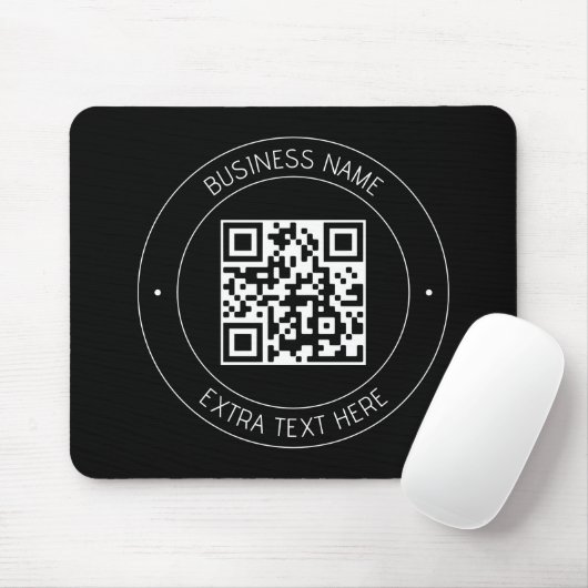 Tapis De Souris Votre code QR & Texte modifiable | Noir & Blanc (Avec souris)