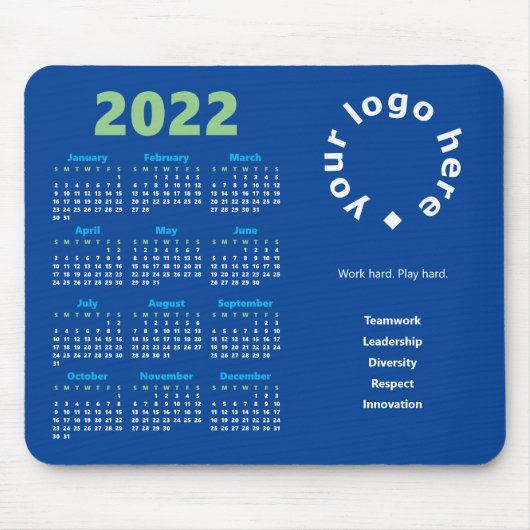 Tapis De Souris Votre entreprise Logo & Marque Couleurs 2022 Calen (Devant)