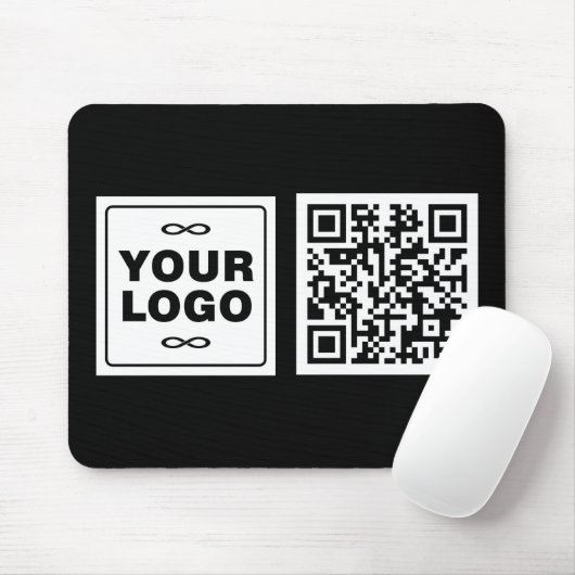 Tapis De Souris Votre logo - Carré - Fond BLANC + code QR (Avec souris)