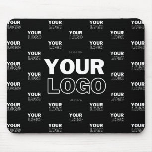 Tapis De Souris Votre logo et arrière-plan Logo répétitif Noir