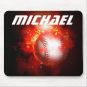 Tapis De Souris Votre nom Custom Flaming Baseball Artwork (Devant)