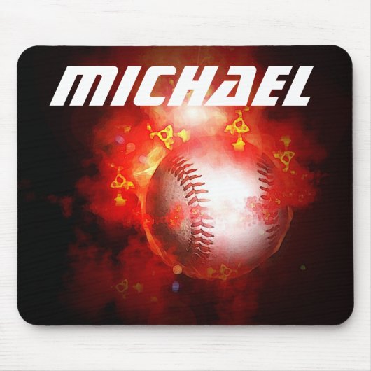Tapis De Souris Votre nom Custom Flaming Baseball Artwork (Devant)