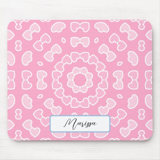 Tapis De Souris Votre nom - Motif Coeurs roses (Devant)