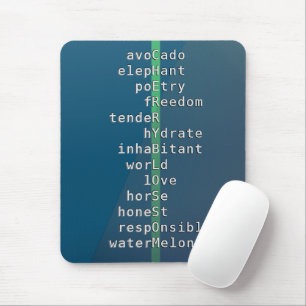 Tapis De Souris Votre nom ou message avec des mots croisés ? Bleu