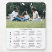 Tapis De Souris Votre photo et nom Calendrier 2026 (Devant)