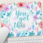 Tapis De Souris Vous Avez Ce Citation Motivationnelle Florale Aqua<br><div class="desc">Vous Avez Cette Aquarelle Florale Motivationnelle Citation Souris Pad. Ce design présente de belles fleurs d'aquarelle girly avec la citation motivationnelle You got This. Personnalisez ce design personnalisé avec votre propre nom,  texte ou devis.</div>