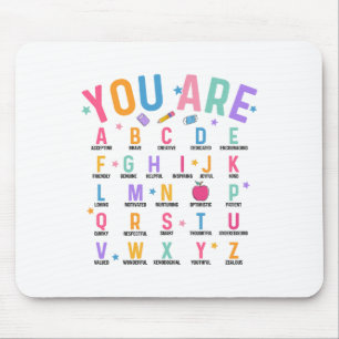 Tapis De Souris Vous êtes des lettres Alphabet Apprendre Abcs Insp