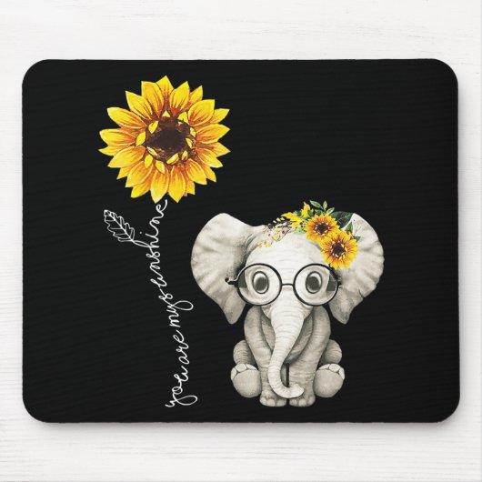 Tapis De Souris Vous Êtes Mon Sunshine Hippie Sunflower Elephant C (Devant)