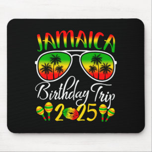 Tapis De Souris Voyage d'anniversaire en Jamaïque 2025 Famille drô