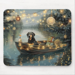 Tapis De Souris Voyage de fête de Noël du Bluetick Coonhound