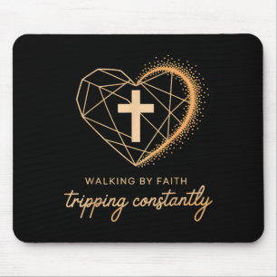 Tapis De Souris Voyage de foi trébuchant constamment Croix Chrétie