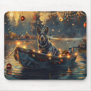Tapis De Souris Voyage de Noël festif Blue Heeler