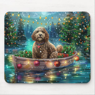 Tapis De Souris Voyage de Noël Festif du Cockapoo
