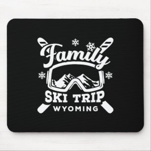 Tapis De Souris Voyage de ski familial rétro dans le Wyoming sous