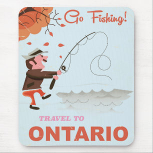 Tapis De Souris Voyage en Ontario impression de pêche rétro vacanc