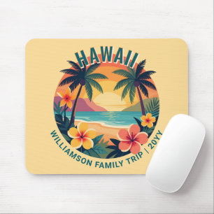 Tapis De Souris Voyage familial de vacances tropicales rétro à Haw