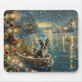Tapis De Souris Voyage festif de Noël de Boston Terrier (Devant)
