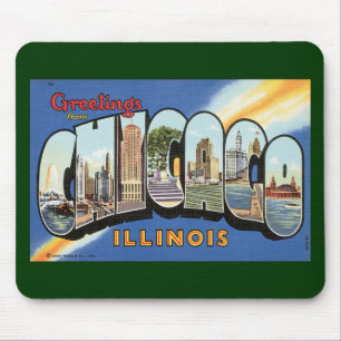 Tapis De Souris Voyage Rétro, Salutations de Chicago Illinois