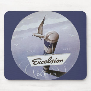 Tapis De Souris Voyage vintage Excelsior Hôtel Zurich Suisse