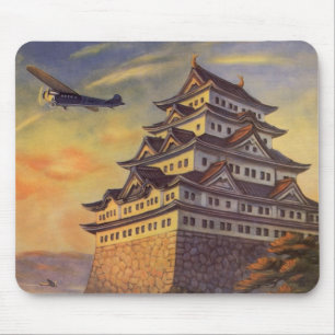 Tapis De Souris Voyage Vintage Japon, Pagode Japonaise Avion