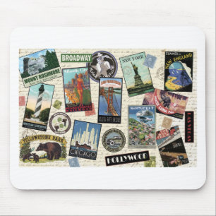 Tapis De Souris voyage vintage moderne USA