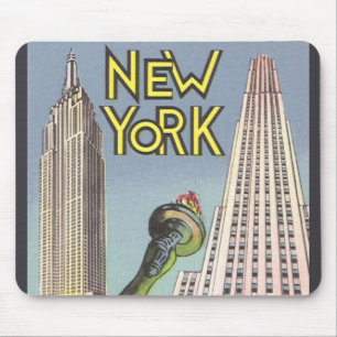 Tapis De Souris Voyage Vintage, Monuments célèbres de New York