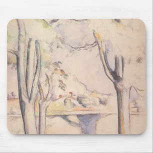 Tapis De Souris Vue à travers les arbres par Paul Cezanne, Art Vin