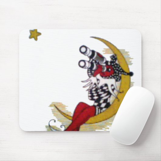 Tapis De Souris Vue cosmique : Elfe sur la lune aventure (Avec souris)