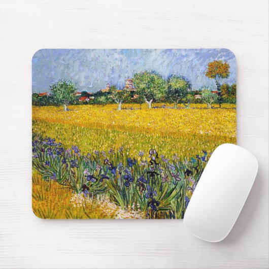 Tapis De Souris Vue d'Arles avec la peinture d'Irises Vincent van (Avec souris)