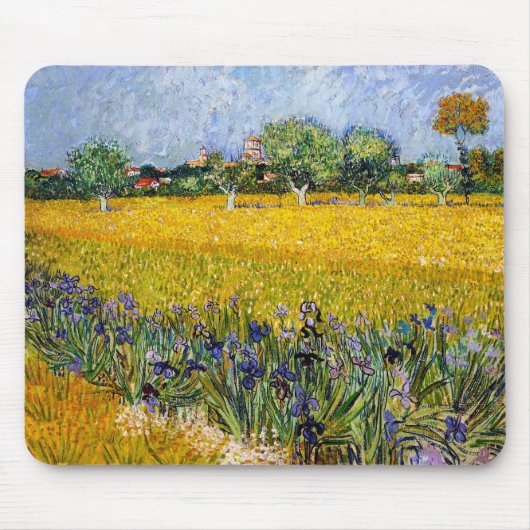 Tapis De Souris Vue d'Arles avec la peinture d'Irises Vincent van  (Devant)