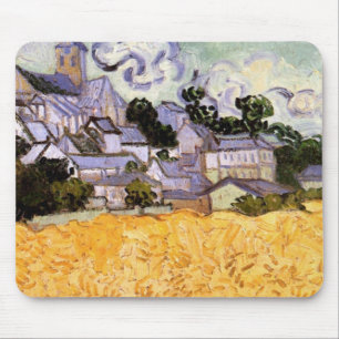 Tapis De Souris Vue d'Auvers avec l'église par Vincent van Gogh