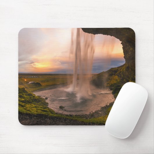 Tapis De Souris Vue de cascade de l'Islande Seljalandsfoss (Avec souris)