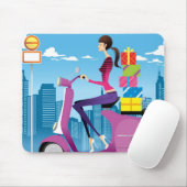 Tapis De Souris Vue de côté de femme avec des cadeaux sur le (Avec souris)
