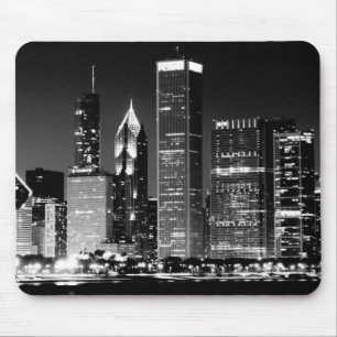 Tapis De Souris Vue de nuit du paysage urbain célèbre de Chicago