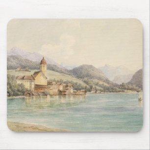 Tapis De Souris Vue de St. Wolfgang sur le lac Wolfgang Carl Lafit