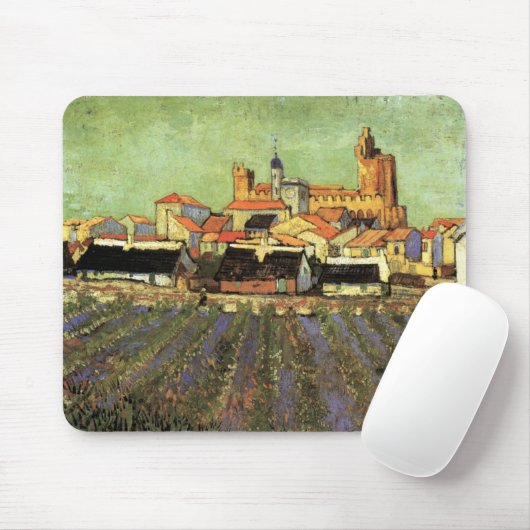 Tapis De Souris Vue des Saintes Maries par Vincent van Gogh (Avec souris)