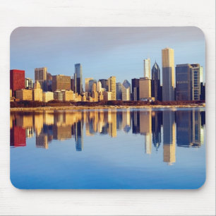 Tapis De Souris Vue d'horizon de Chicago avec la réflexion