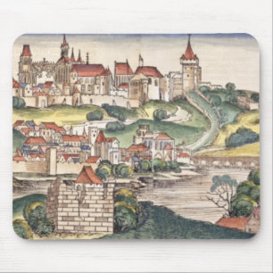 Tapis De Souris Vue d'oeil d'oiseau de Prague de Nuremberg Chron