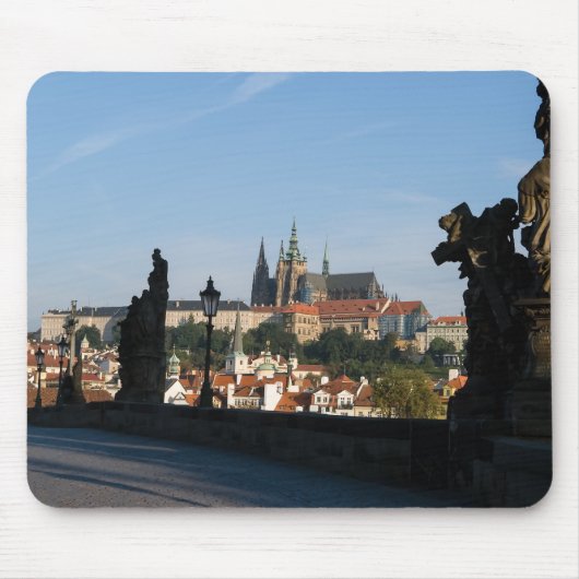 Tapis De Souris Vue du Château depuis le pont Charles à Prague (Devant)