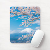 Tapis De Souris Vue du mont Fuji avec des fleurs de cerisier (Avec souris)