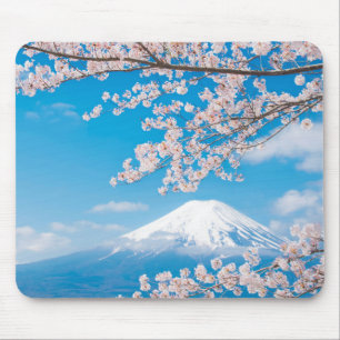 Tapis De Souris Vue du mont Fuji avec des fleurs de cerisier
