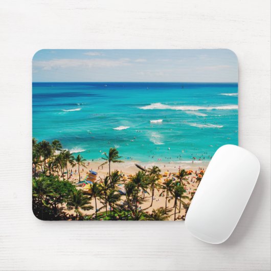 Tapis De Souris Vue Élevée Sur La Plage De Waikiki, Honolulu 2 (Avec souris)